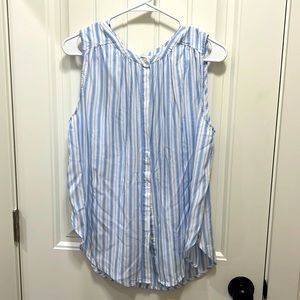 Loft Blue Striped Sleeveless Top
